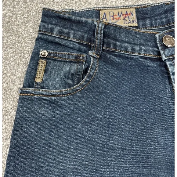 Armani Jeans Mens Jeans 33x28 Dark Wash Blue Straight Leg Designer Denim - Picture 12 of 16